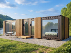 Дом из морского контейнера 40 футов 30м2 c двумя спальнями - внешний вид вариант 1